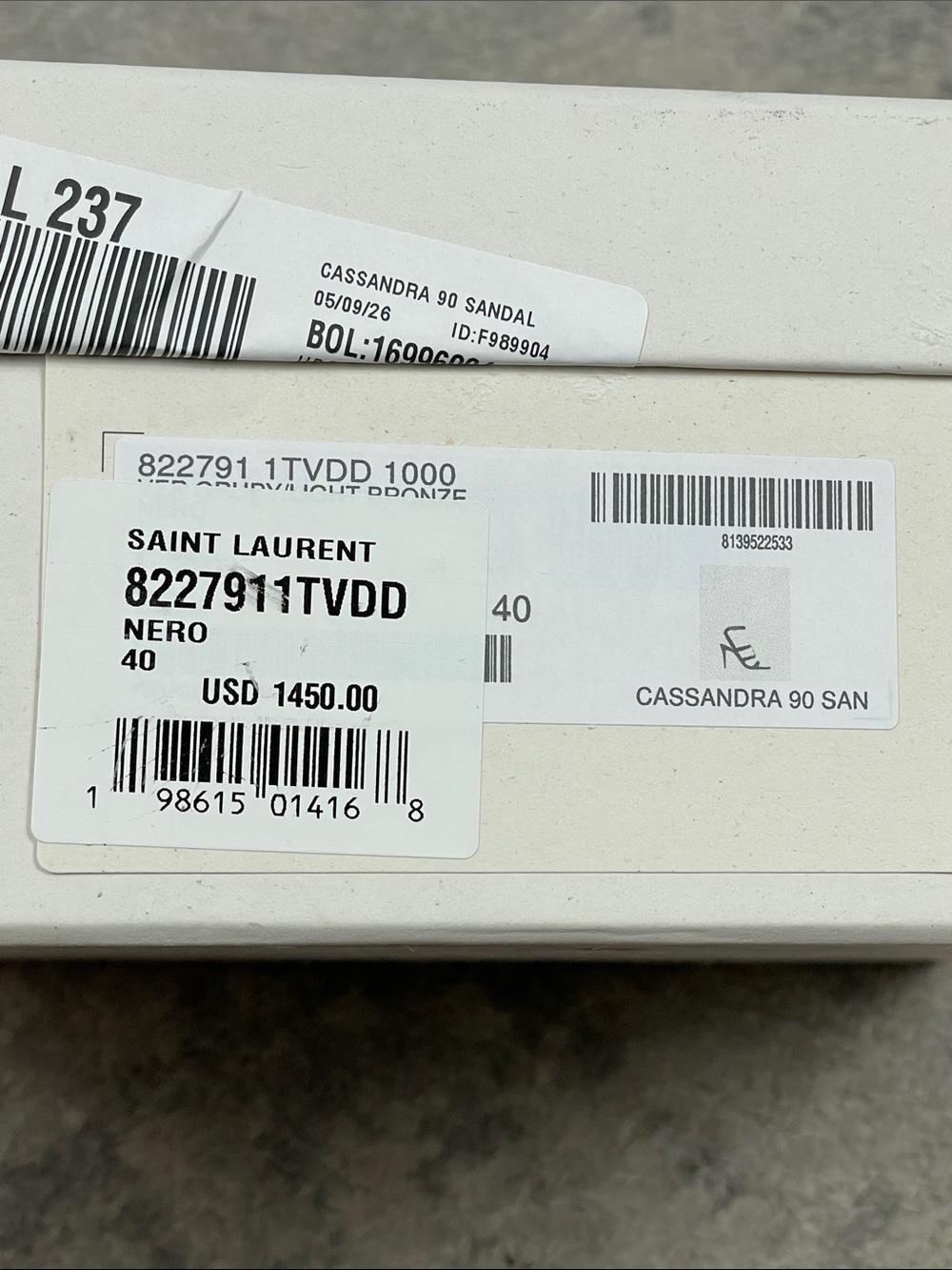 NIB Saint Laurent YSL Logo Plaque Cassandra Patent Leather Sandals Stiletto 40 - Picture 14 of 16